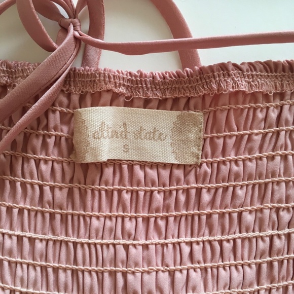 NWT Altar'd State Sz S Rose Pink Puff Sleeve Smock Back Crop Babydoll Top Boho - Picture 11 of 14